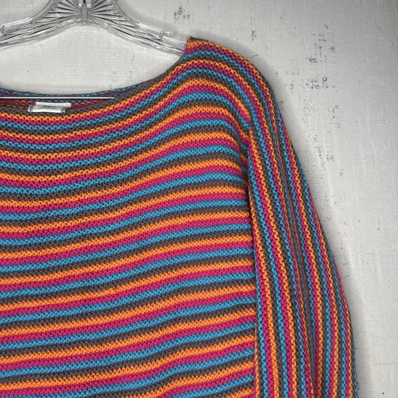 Vintage Girls Casual Wear Vibrant Multi-Color Striped Knit Sweater | Tag Sz: S - Picture 2 of 13